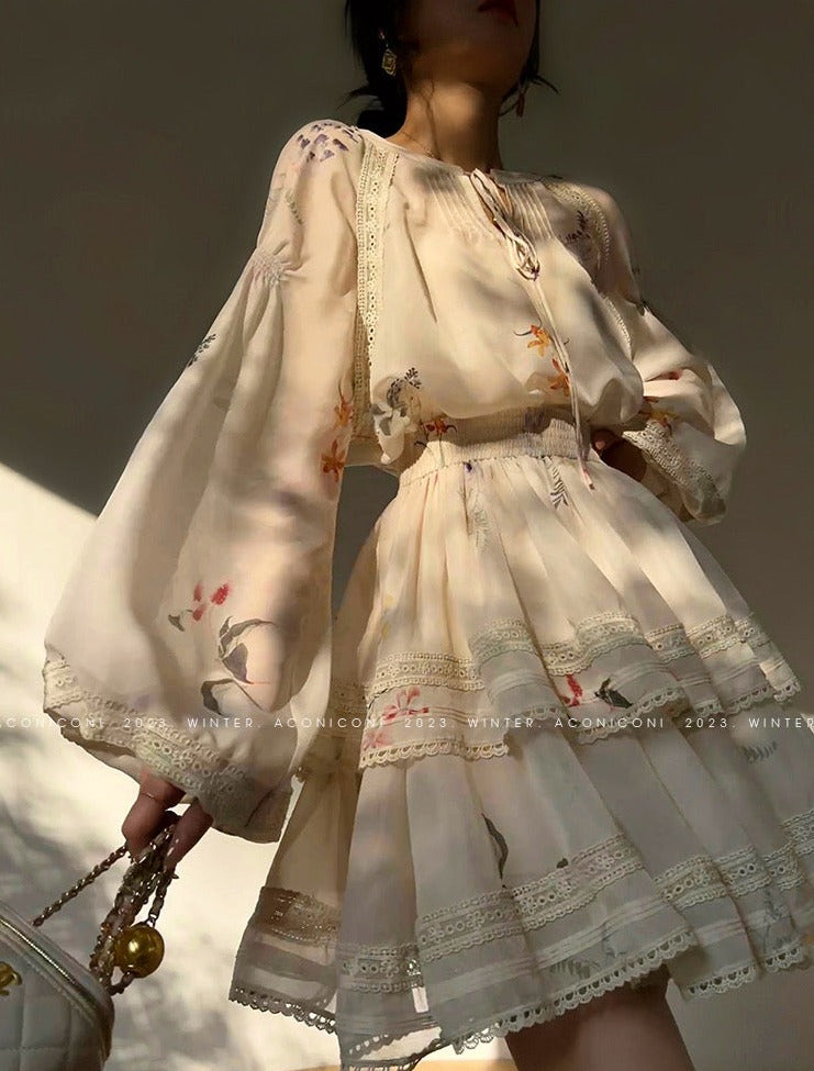 Aconiconi|Moon Shadow Camellia Skirt Suit
