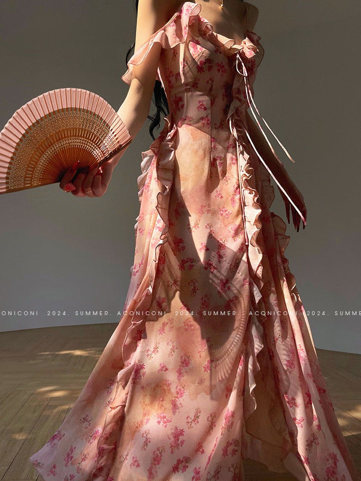 Aconiconi|Sorbet Sunset Long Exquisite Dress