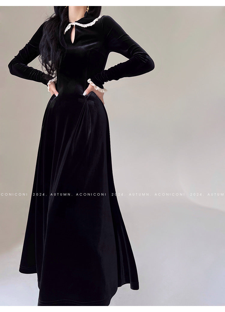 Aconiconi|Alice Retro Velvet Elegant Winter Dress