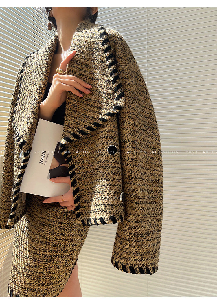 Aconiconi|Coco Caramel Wool Tweed Skirt Suit