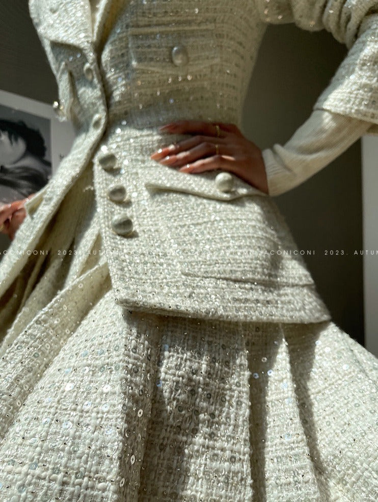 Aconiconi|Yueluo Suit Sequin Tweed Set
