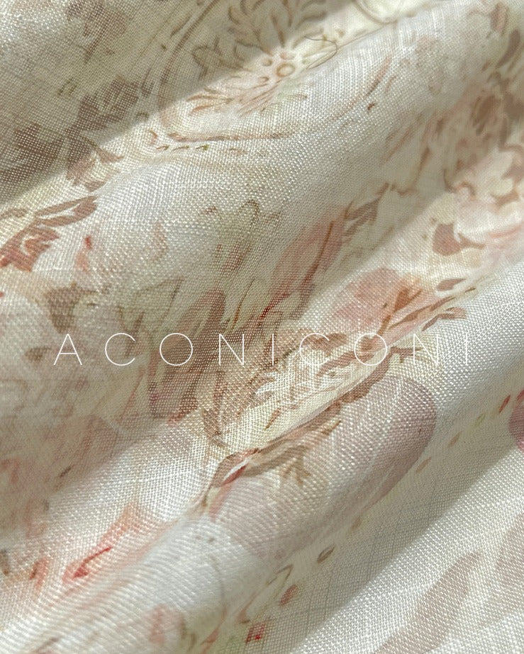 Aconiconi| French Retro Print Off-Shoulder Long Dress