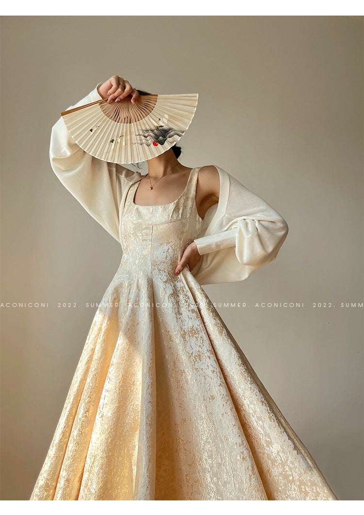 Aconiconi|Twilight Cloud Gilded French Temperament Light Luxury Dress