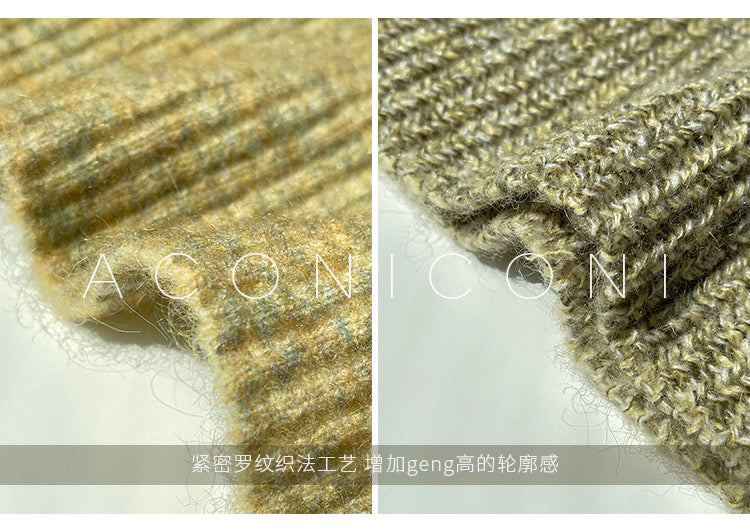 Aconiconi|Late autumn evening wool knitted suspender dress & cardigan