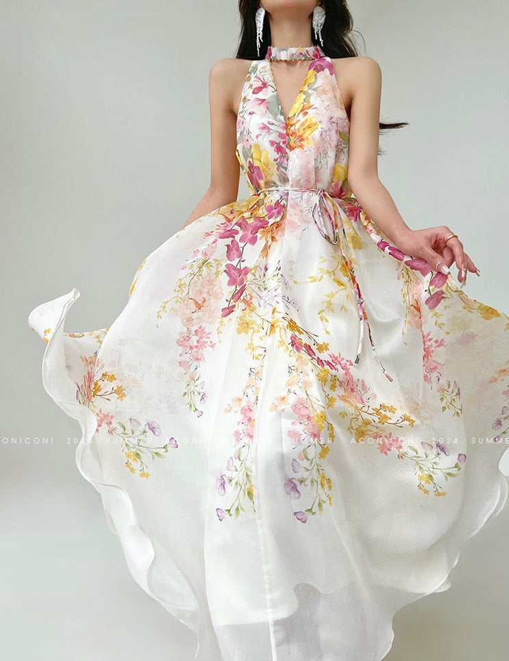 Aconiconi|Day Lily Japanese Style V-neck Summer Dress