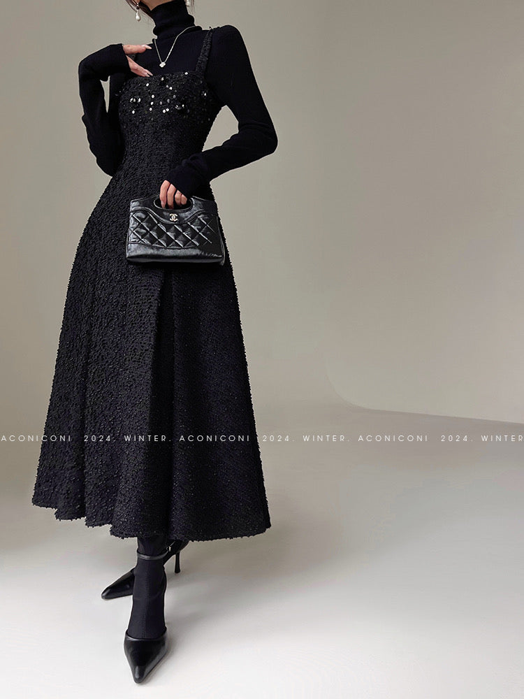 Aconiconi|Winter Night Moon Elegant Dress