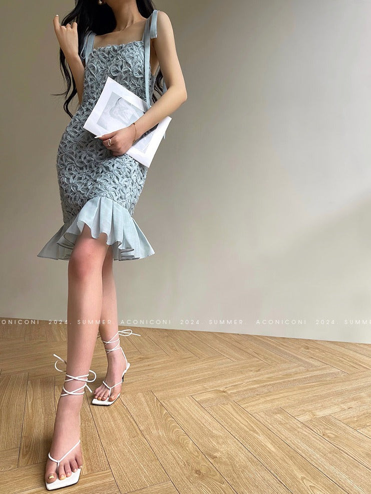 Aconiconi|Quiet Night Orchid Retro Suspender Dress