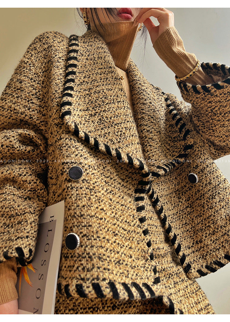 Aconiconi|Coco Caramel Wool Tweed Skirt Suit