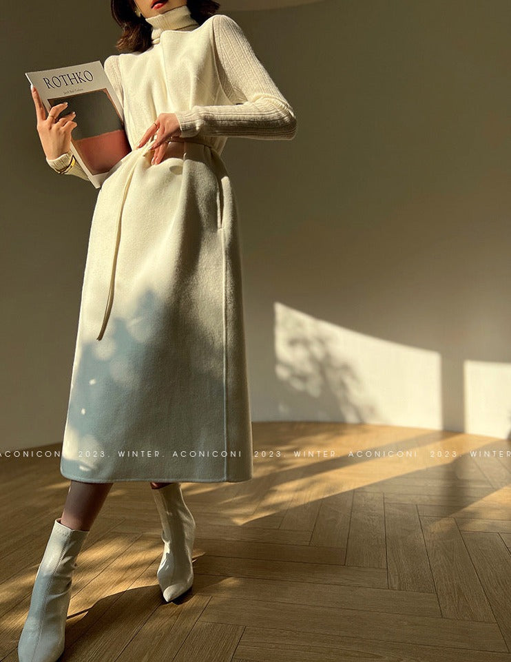 Aconiconi | Elegant Wool Coat & Dress Set