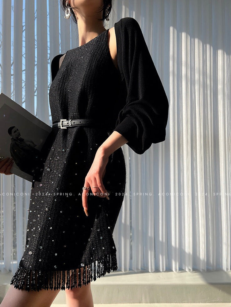 Aconiconi|Light diamond shimmer wool dress