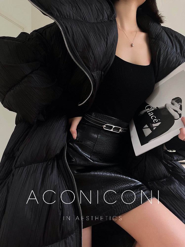 Aconiconi|Winter Stand Collar Down Jacket Warm Quilt