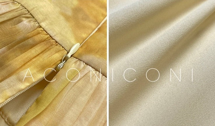 Aconiconi|Midsummer Citron Puff Sleeve Elegant Dress