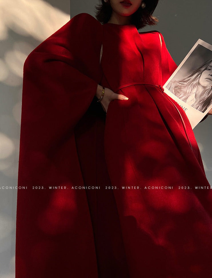 Aconiconi | Elegant Wool Coat & Dress Set