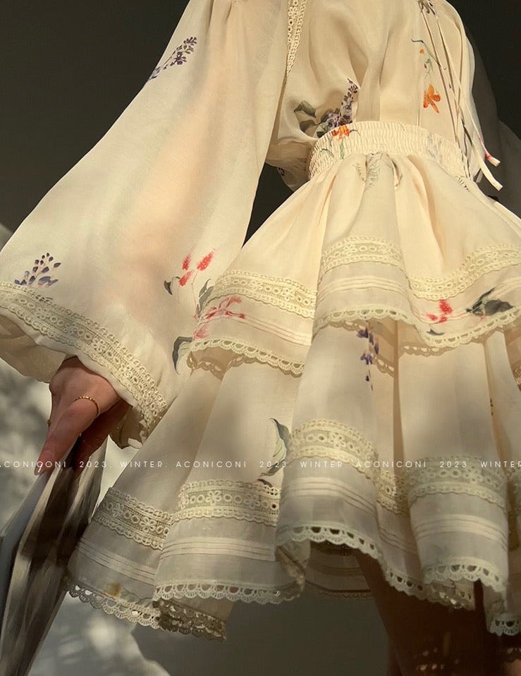 Aconiconi|Moon Shadow Camellia Skirt Suit