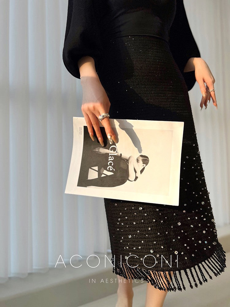 Aconiconi|Light diamond shimmer wool dress