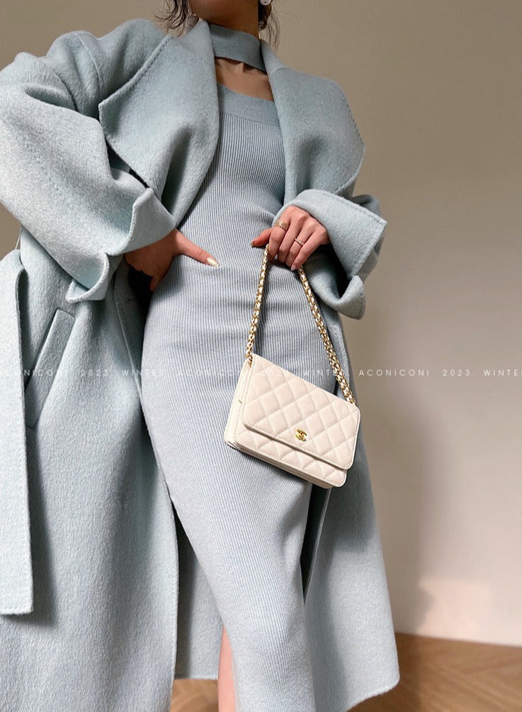 Aconiconi|Dark Night & Sea Waves Double-Sided Wool Coat