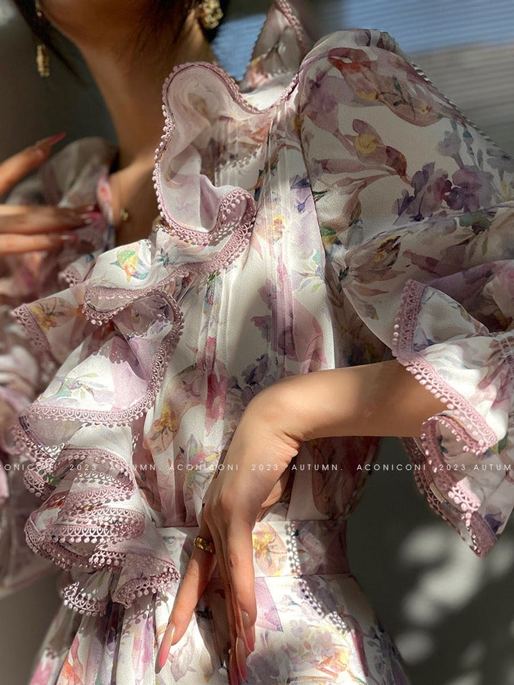 Aconiconi|Crape Myrtle Floral Feminine Suit