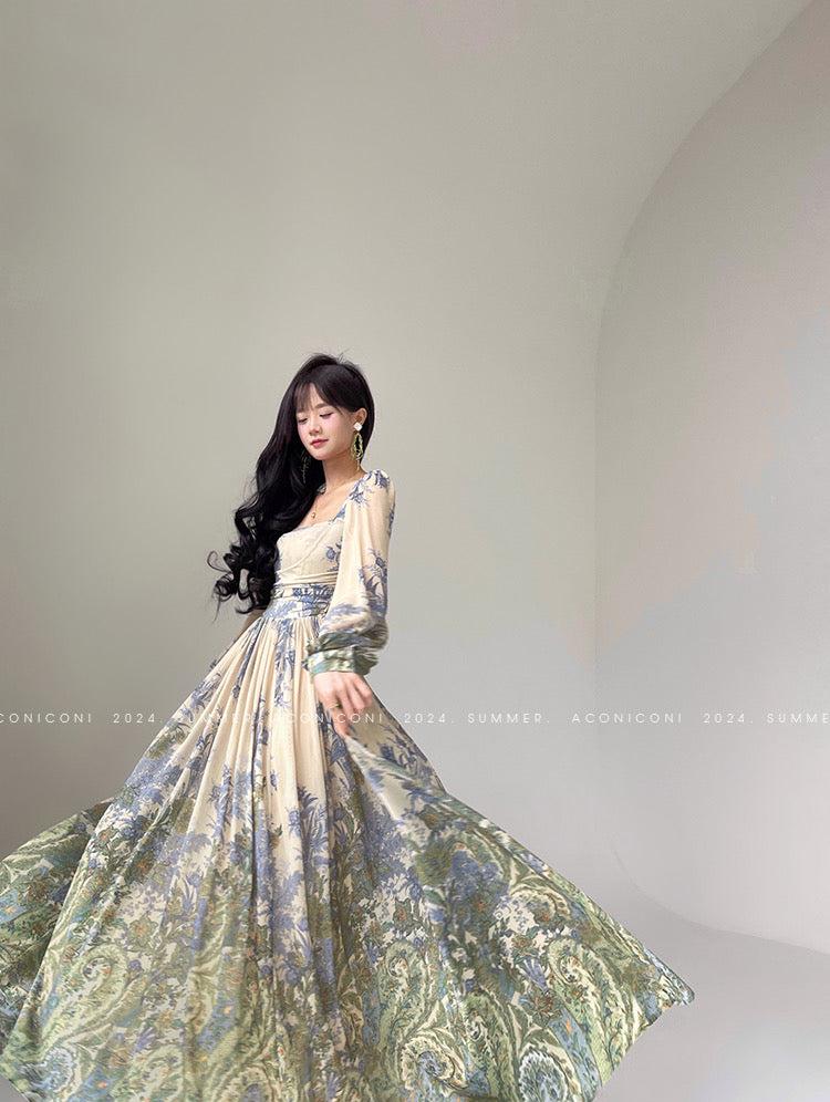 Aconiconi|Tulle Treasure Long Sleeve Long Summer Dress