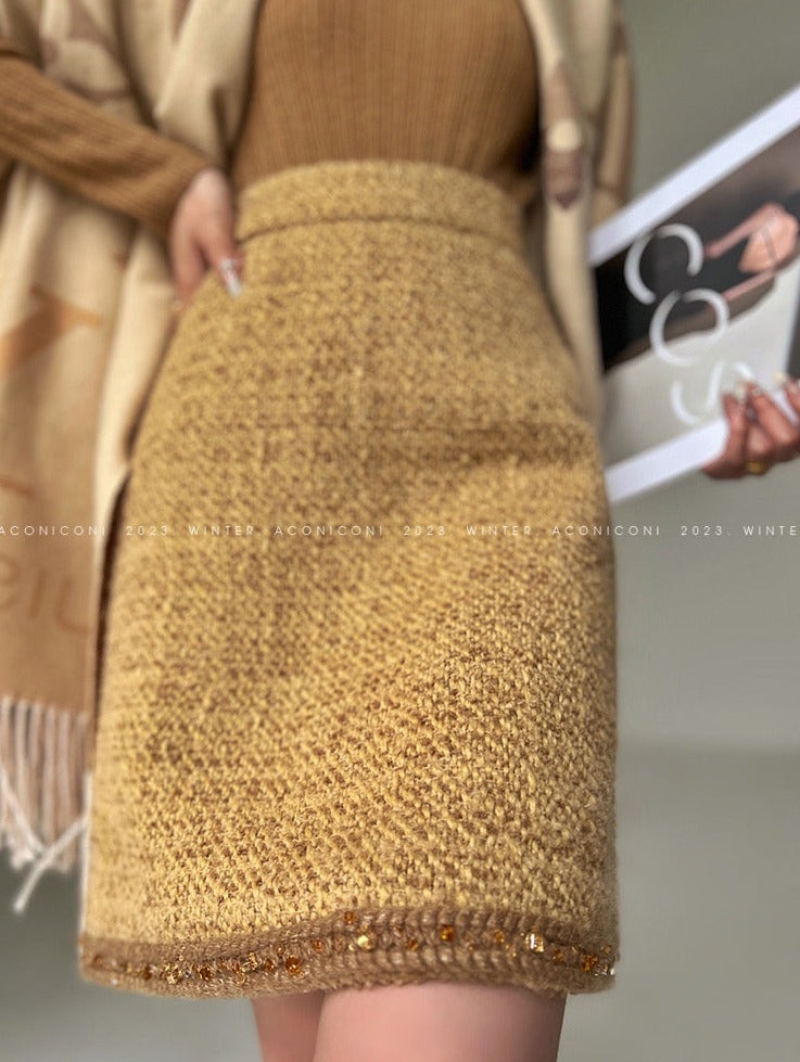 Aconiconi|Brownie Autumn Wool Retro Skirt Suit