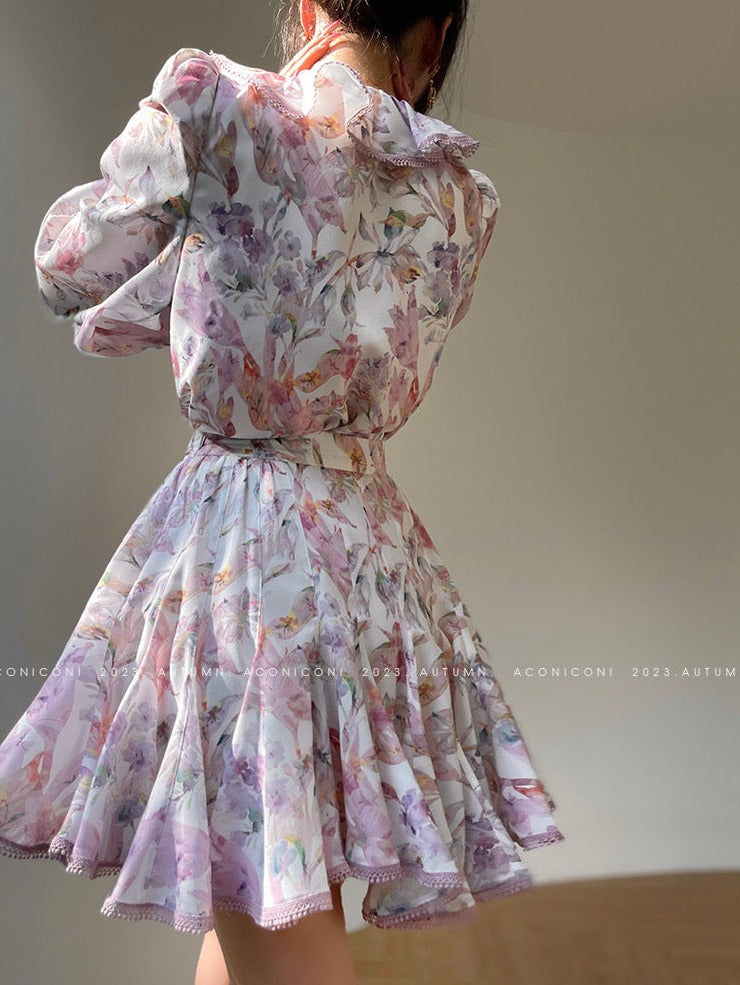 Aconiconi|Crape Myrtle Floral Feminine Suit