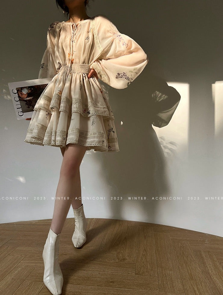 Aconiconi|Moon Shadow Camellia Skirt Suit