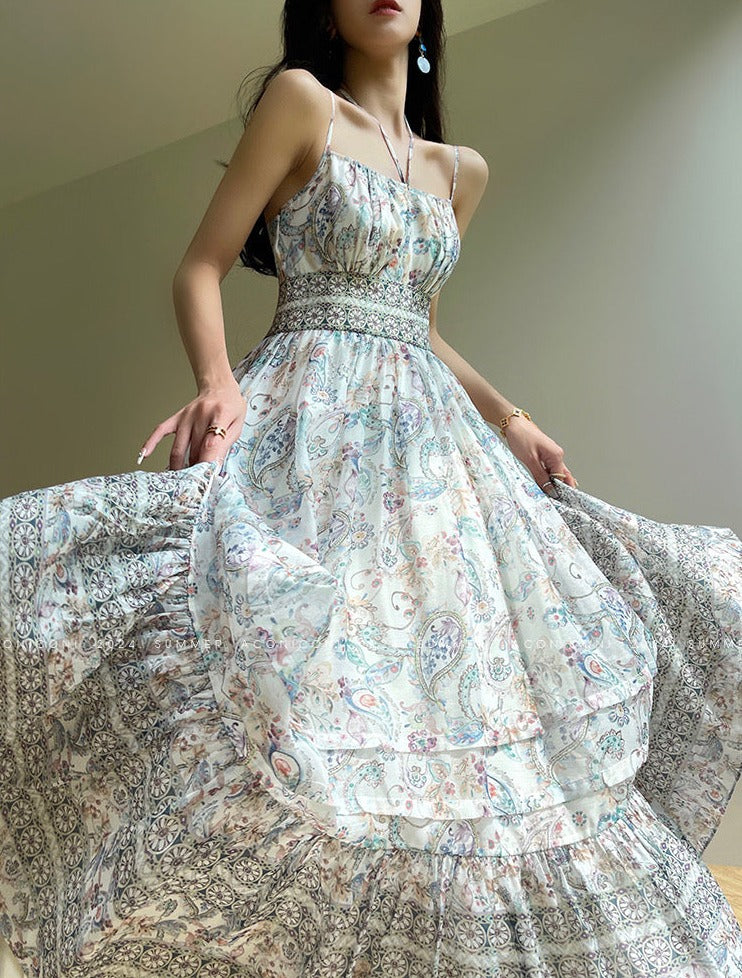 Aconiconi|Eden Floating Retro Floral Bohemian Dress