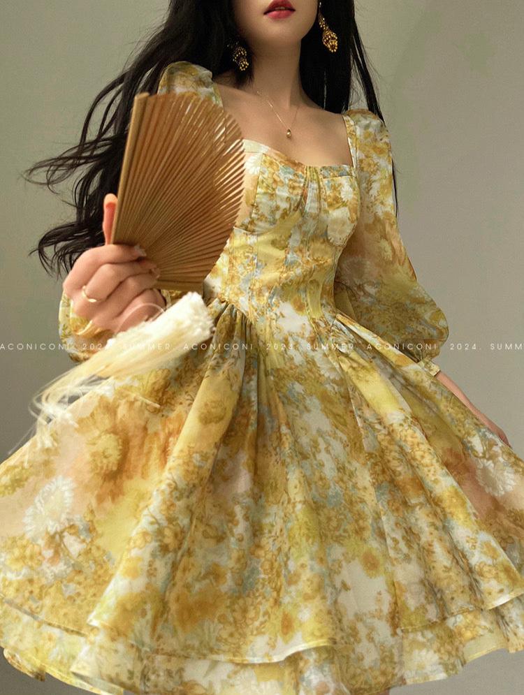 Aconiconi|Canglan Sweetheart Long Sleeve Dress