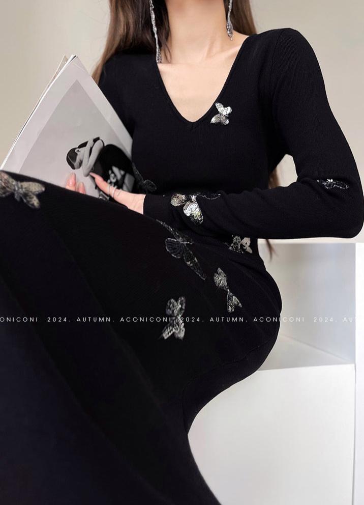 Aconiconi|Silverdew Charm Slim Long Dress