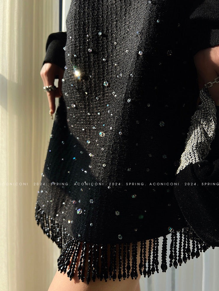 Aconiconi|Light diamond shimmer wool dress