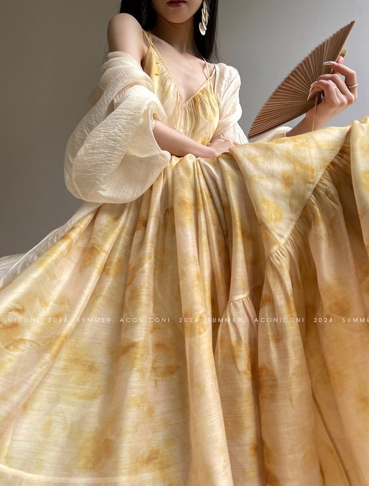 Aconiconi|Seaside Summer Sunset Long Flowy Dress