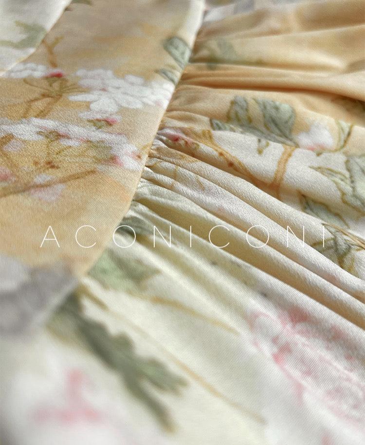 Aconiconi|Luminous Petals Retro Slim Waist Dress