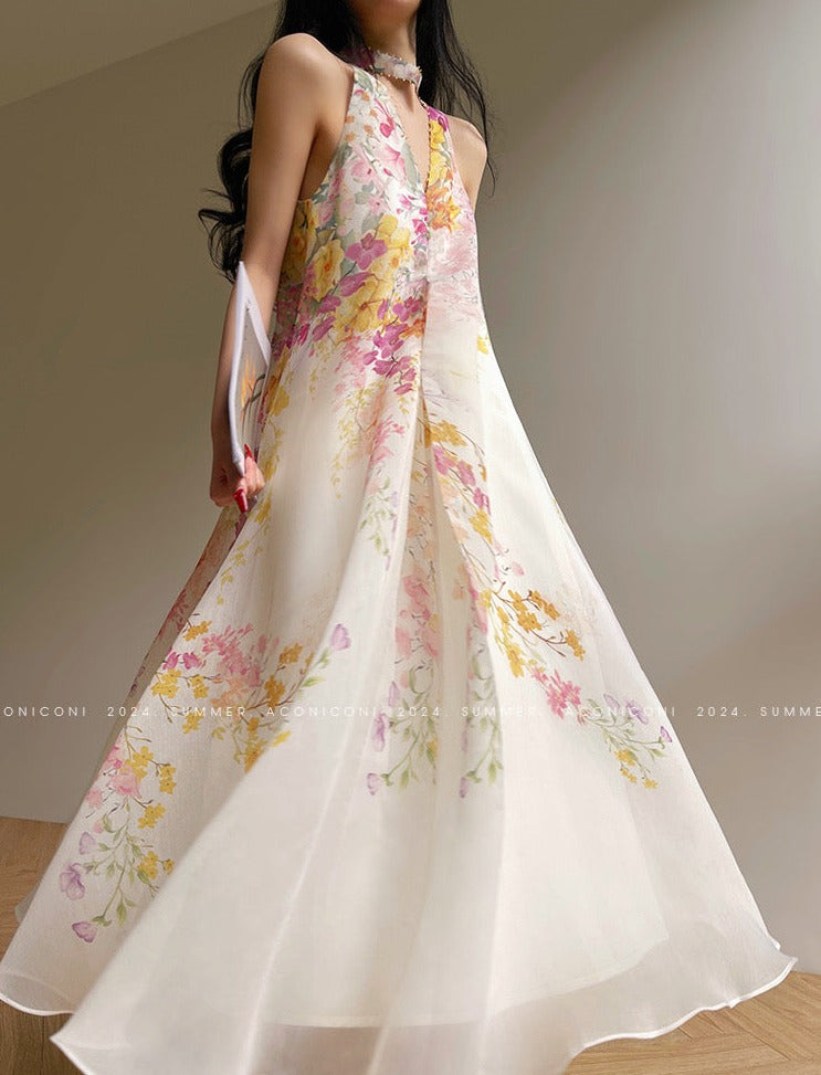 Aconiconi|Day Lily Japanese Style V-neck Summer Dress