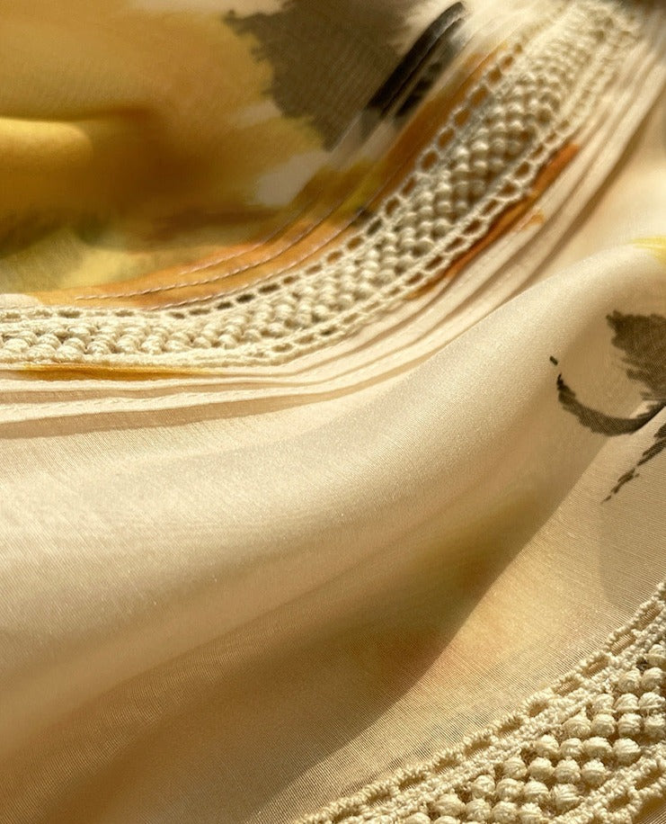 Aconiconi|Lemon Blossom Printed Lace Skirt Suit