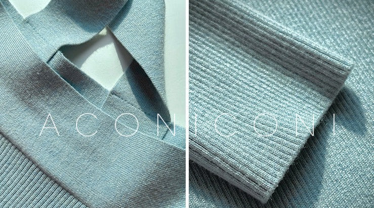 Aconiconi|Sky Blue Temperament Knitted Dress