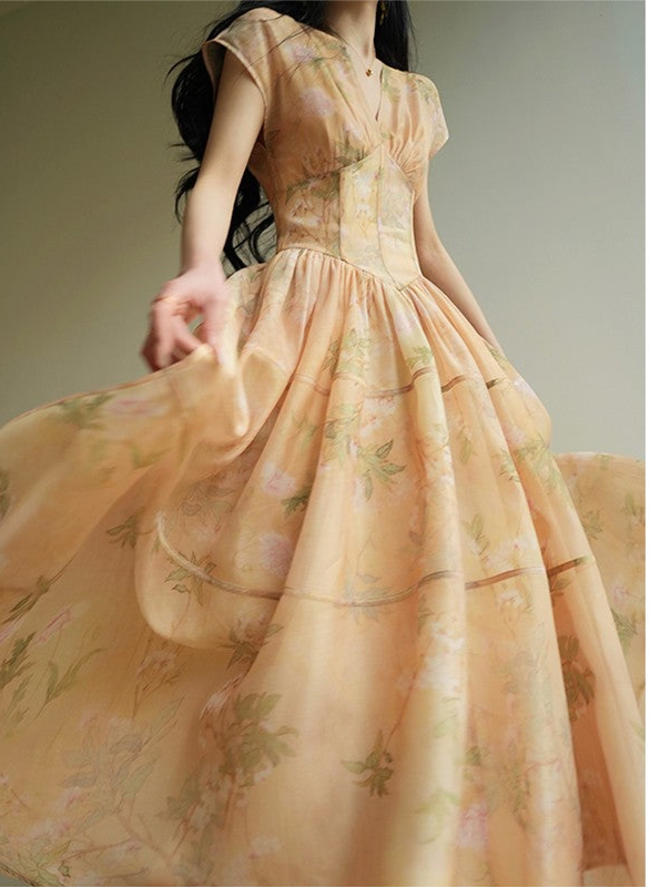 Aconiconi | Soft Sunrise Elegant Flowy Dress