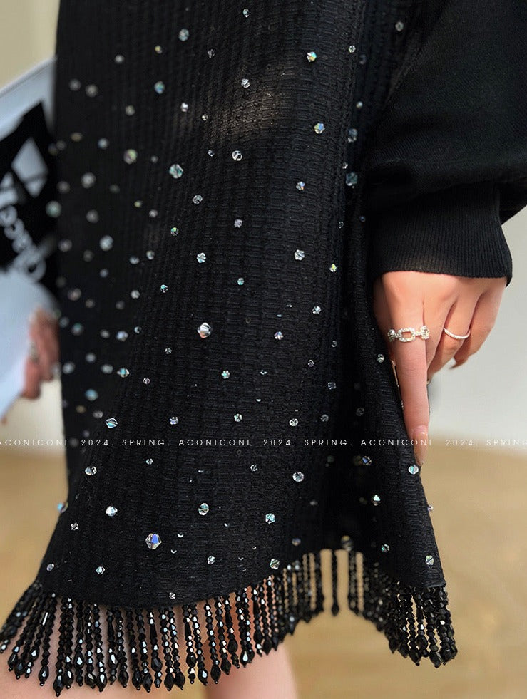Aconiconi|Light diamond shimmer wool dress