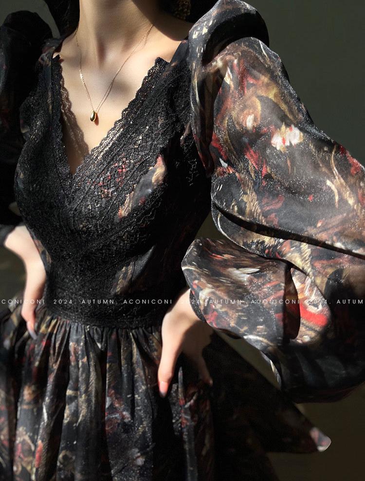 Aconiconi|Silken Moon Long Sleeve Autumn dress
