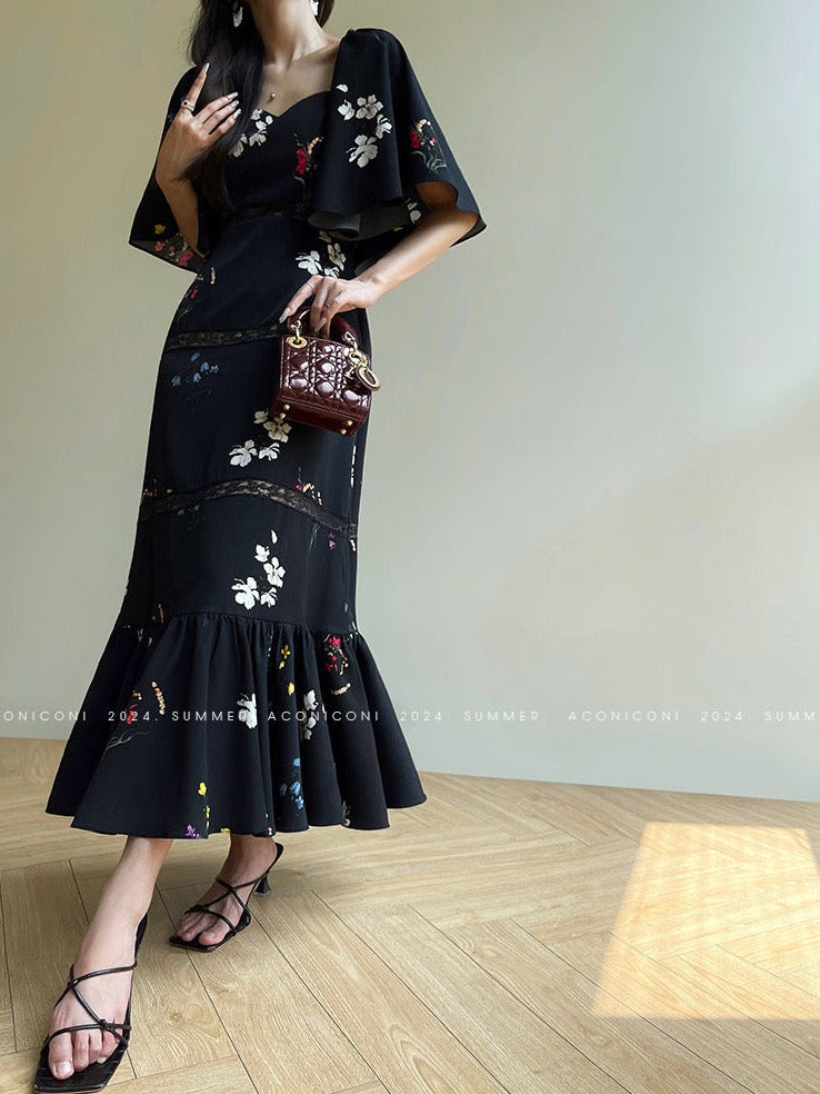 Aconiconi|Retro Romance Lace Black Dress