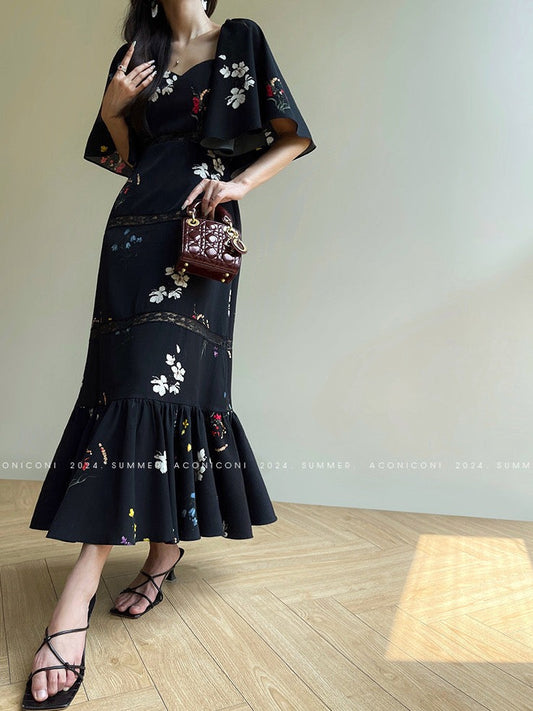 Aconiconi|Retro Romance Lace Black Dress