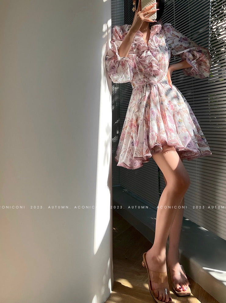 Aconiconi|Crape Myrtle Floral Feminine Suit