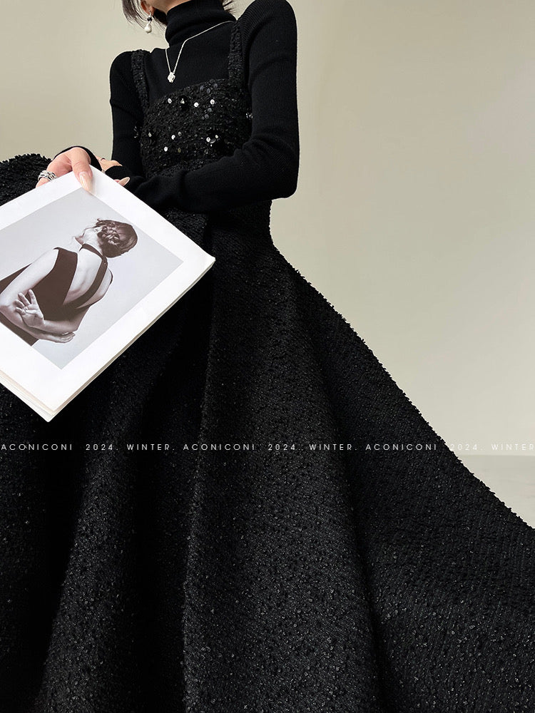 Aconiconi|Winter Night Moon Elegant Dress