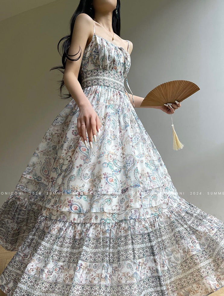 Aconiconi|Eden Floating Retro Floral Bohemian Dress
