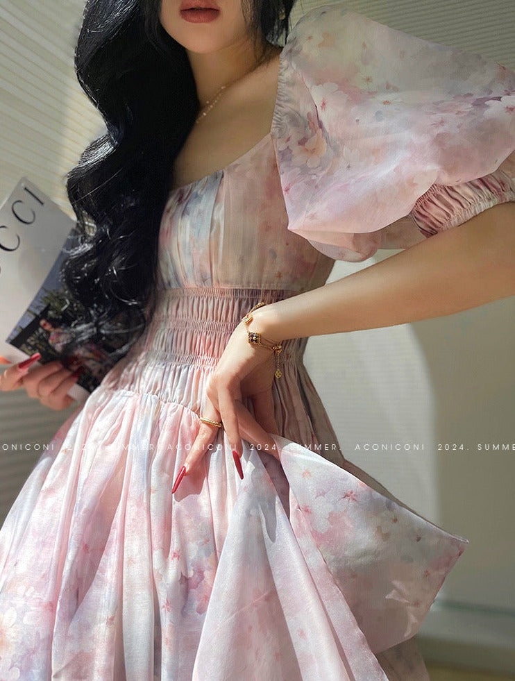 Aconiconi|Summer Cosmos Floral Long Dress