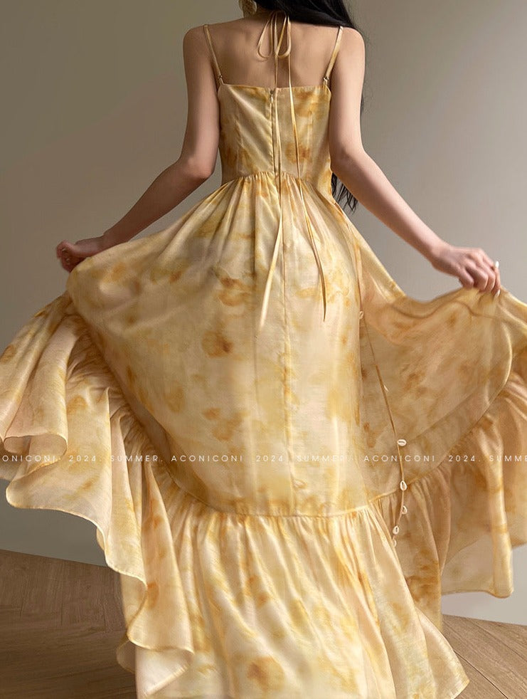 Aconiconi|Seaside Summer Sunset Long Flowy Dress