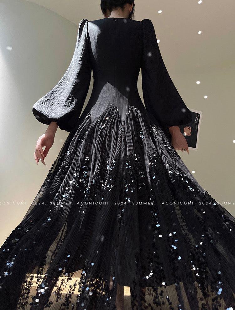 Aconiconi|Twilight Tulle Sequined Long Dress
