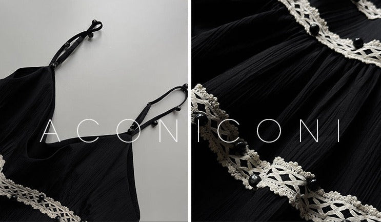 Aconiconi|Rainy Night in Paris Black Short Dress