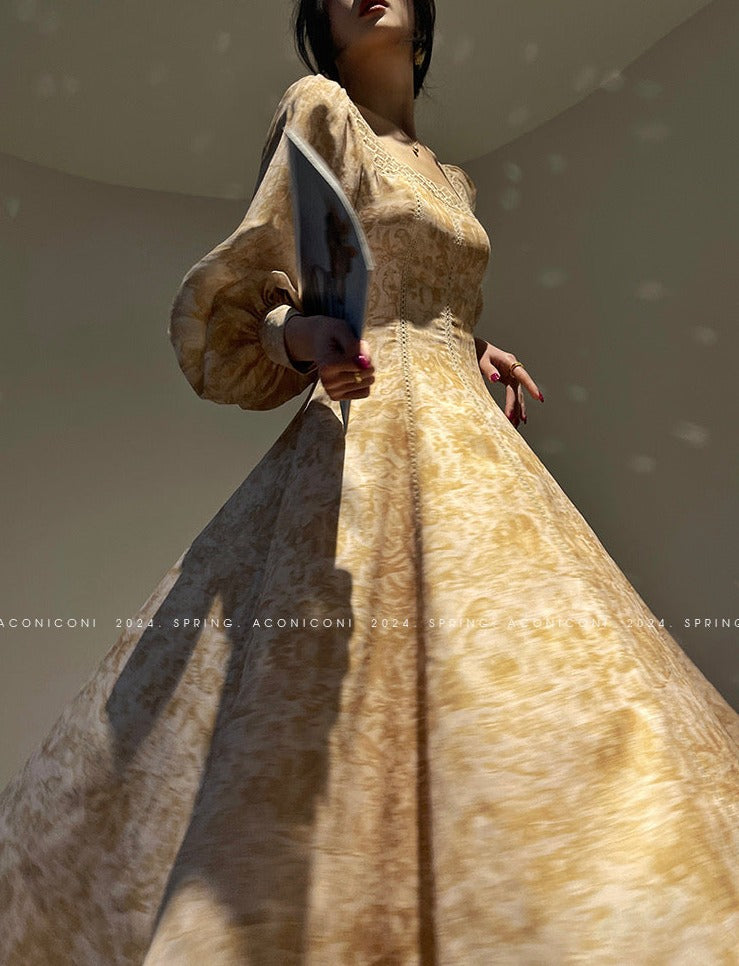 Warm Spring Retro Long Dress