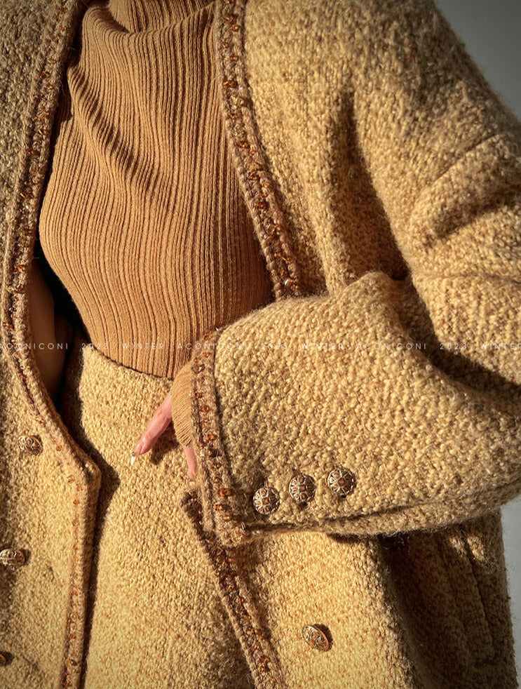 Aconiconi|Brownie Autumn Wool Retro Skirt Suit