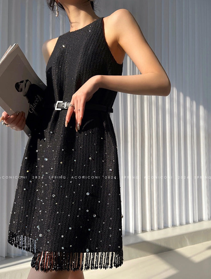 Aconiconi|Light diamond shimmer wool dress
