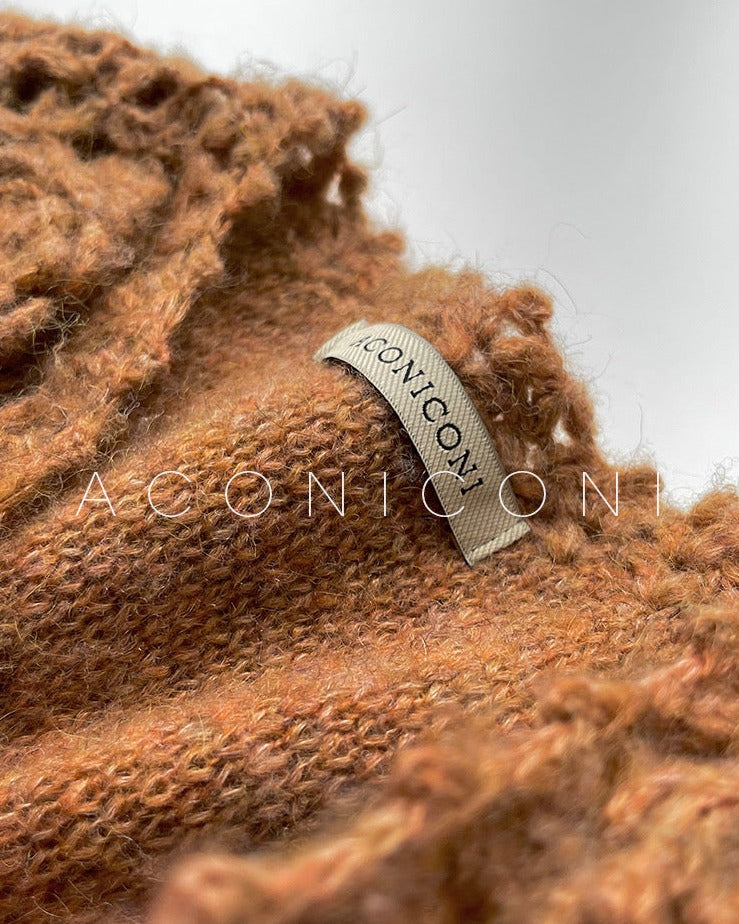 Aconiconi|Camellia Hollow Flower Wool Knit Cardigan